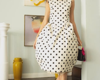 1950s Suzy Perette Polka Dot Cotton Bubble Skirt Dress