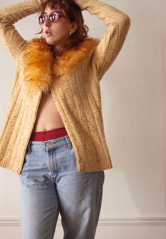 1970s Bouclé Cardigan With Shearling Collar