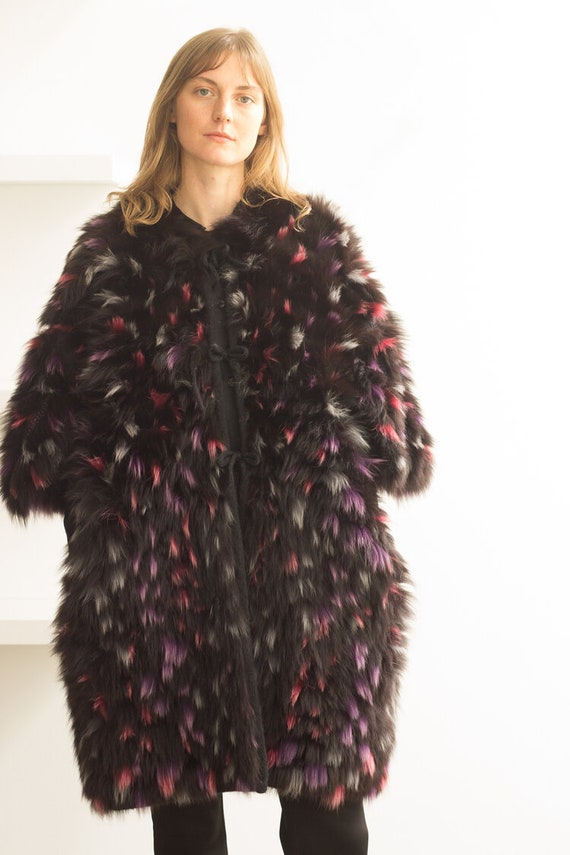 1990s Finnish Rabbit Fur and Knit Sweater Jacket