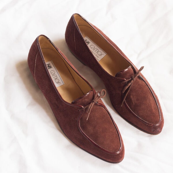 1980s Italian Oxblood Suede Loafers