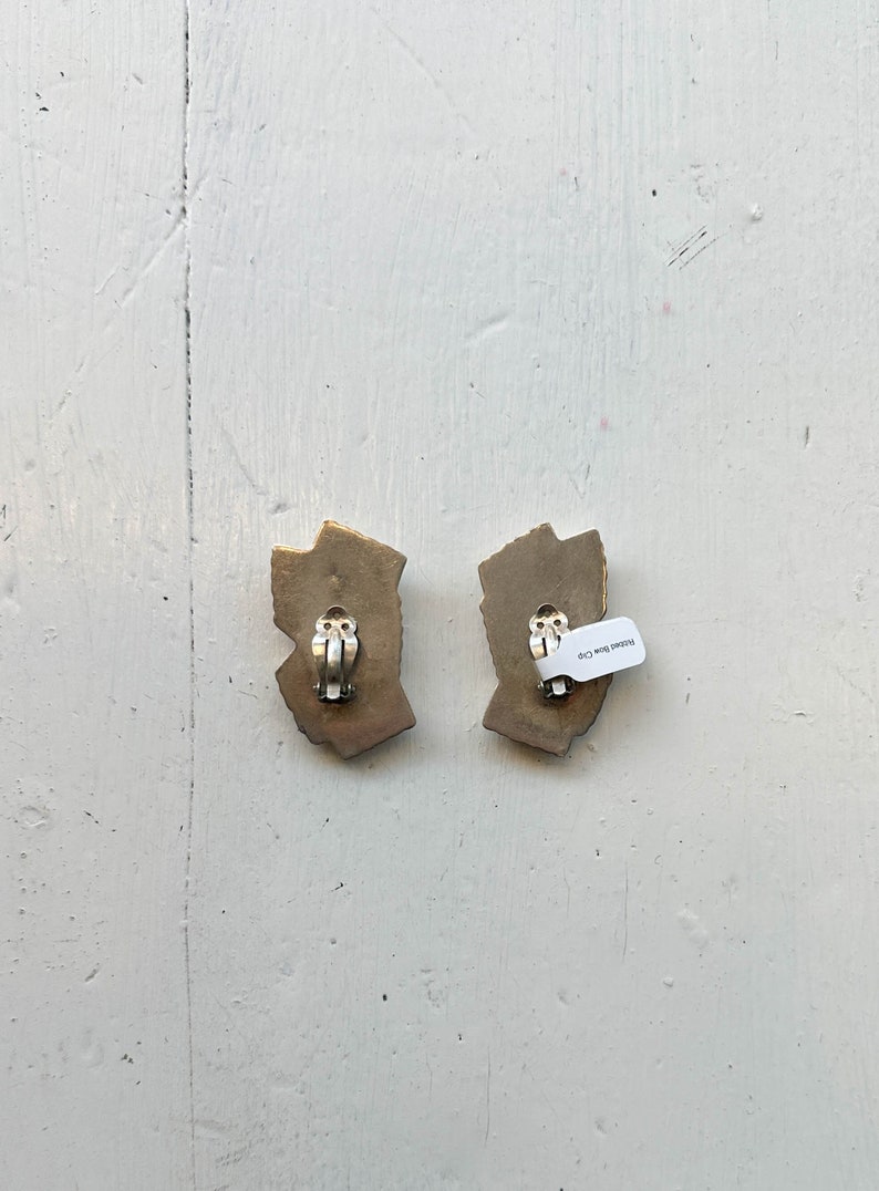 1980s Taxco Sterling Abstract Bow Clip Earrings image 4