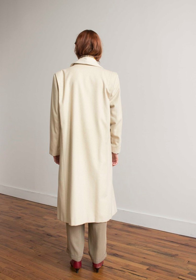 50/% OFF SALE 1980s Ecru Double Breasted Coat