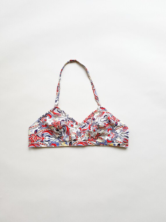1940s Paisley Cotton Halter Bralette
