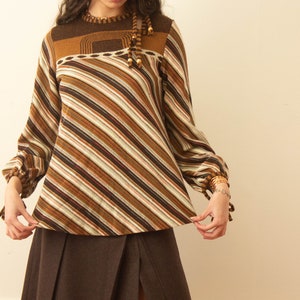 1970s Striped A-Line Knit Smock Sweater image 4