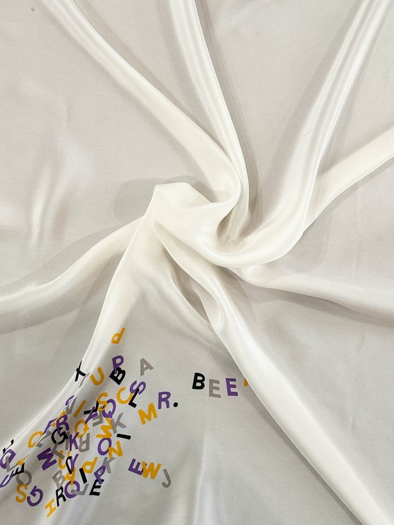 1980s Mr. Beene Silk Typeface Scarf - image 1