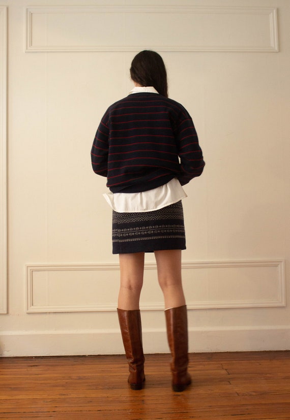 1990s "The Limited" Navy Blue Blanket Mini Skirt - image 4