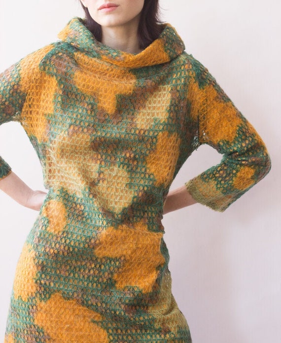 1960s Weirdo Wool Cowl Shift Dress