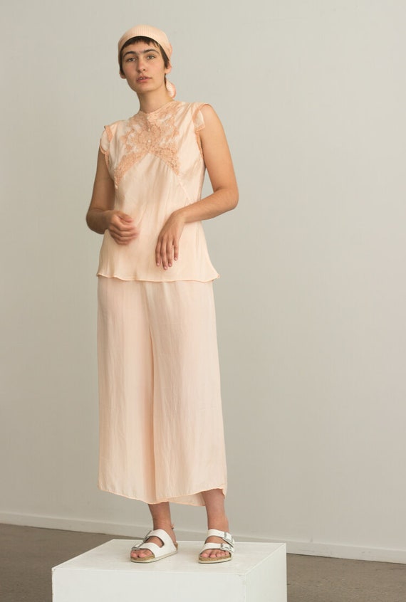 1940s Blush Silk Pajamas