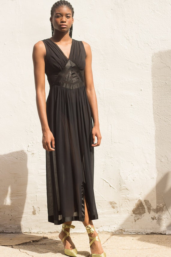 1930s Art Deco Silk Chiffon Slip Dress