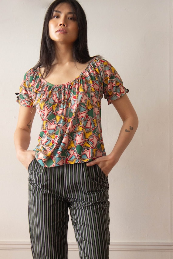 1940s "By Lauresta" Cold Rayon Printed Top - image 1