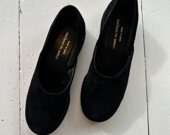 1980s Comme Des Garcons Suede Flatform Slip-On Shoes