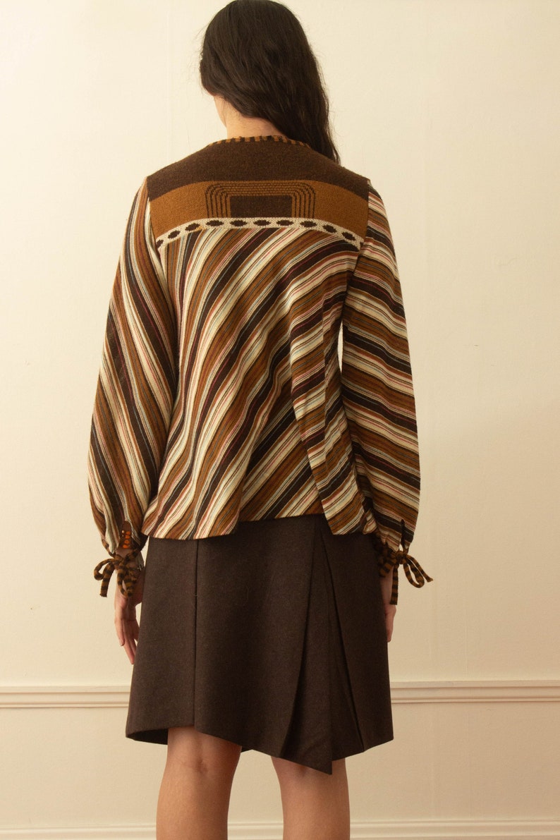 1970s Striped A-Line Knit Smock Sweater image 3