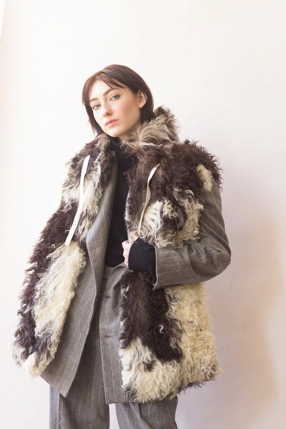 1970s Two-Tone Curly Lamb Vest