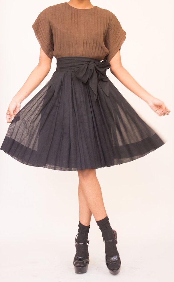 1950s Rare Townley Cotton Voile Pleated Dress
