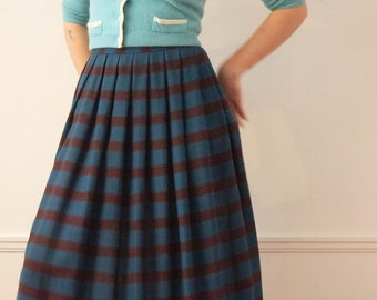 1980s Ungaro Solo Donna Light Wool Challis Striped Skirt