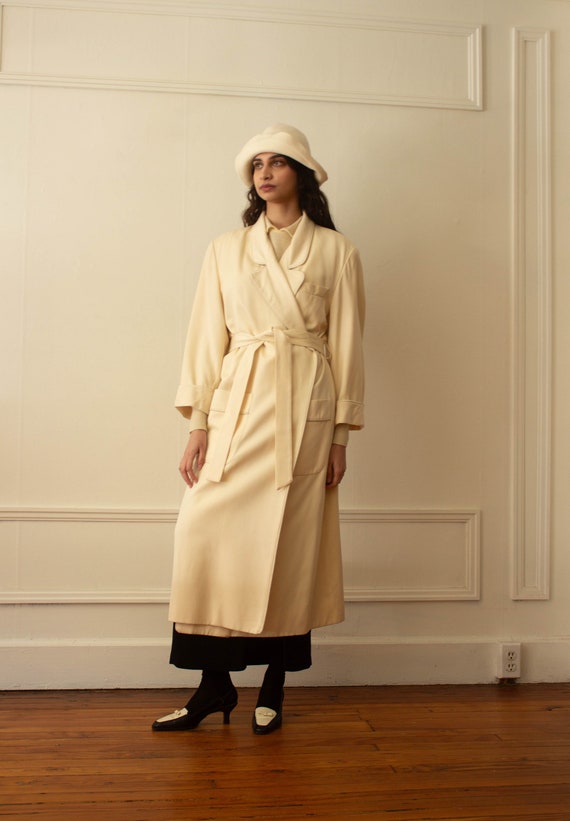 1980s Creme Wool Robe Duster Jacket