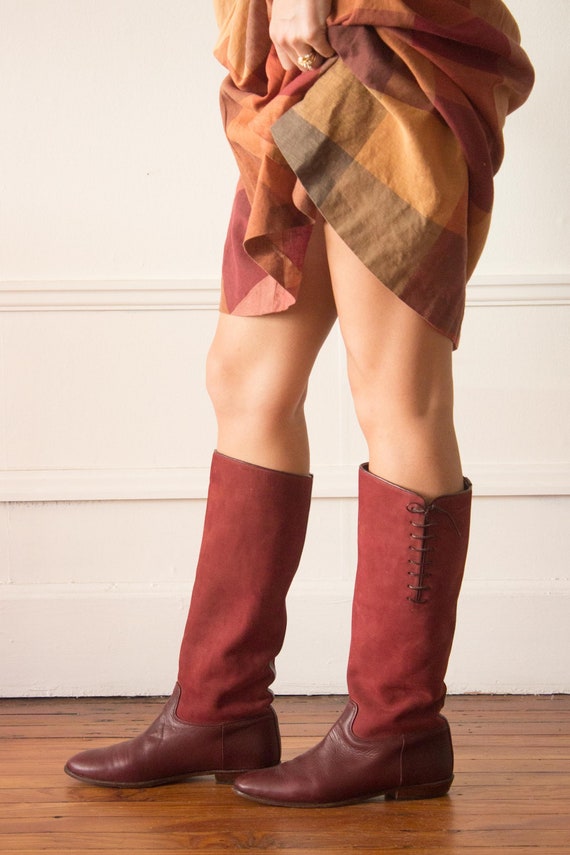 1970s Beene Bag Suede And Leather Boots - image 2