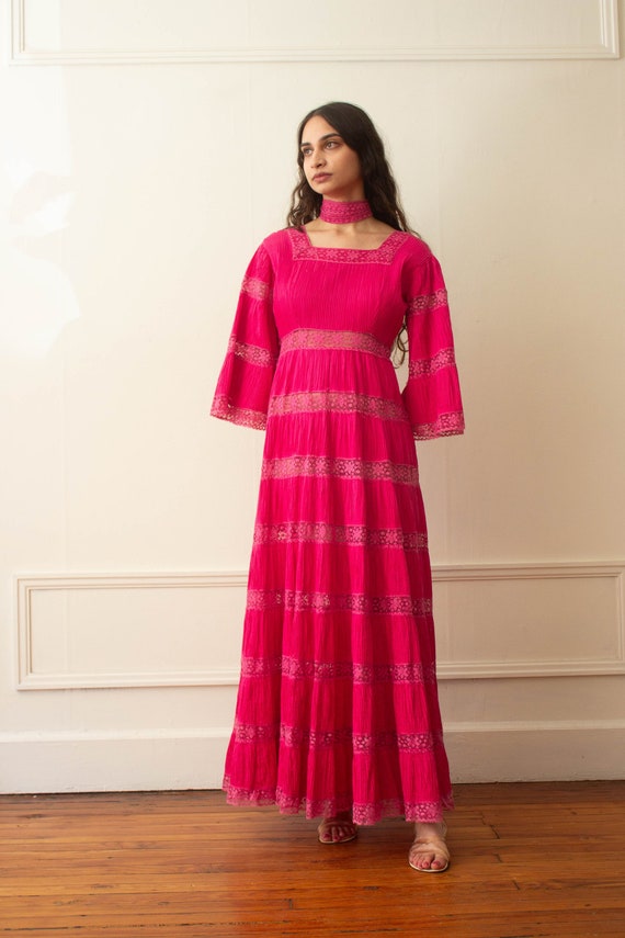 1960s Bright Fuchsia Mexican Wedding Dress