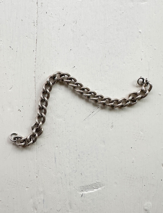 Antique Textured Sterling Silver Curvy Curb Chain 