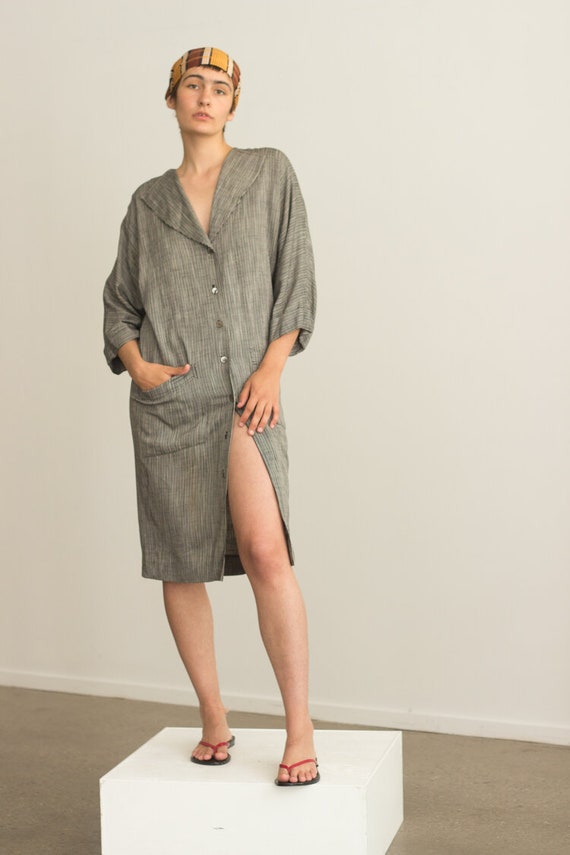 1980s Nicole Miller Linen Shirt Dress