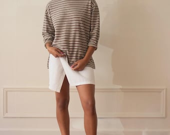 Jersey de punto a rayas de felpa francesa de Express de los años 80