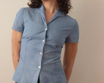 1990s Katherine Hamnett Chambray Short Sleeved Top