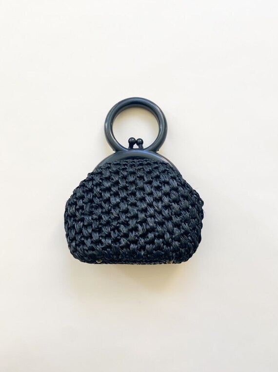 1960s Italian Raffia Mini Bag with Circle Handle