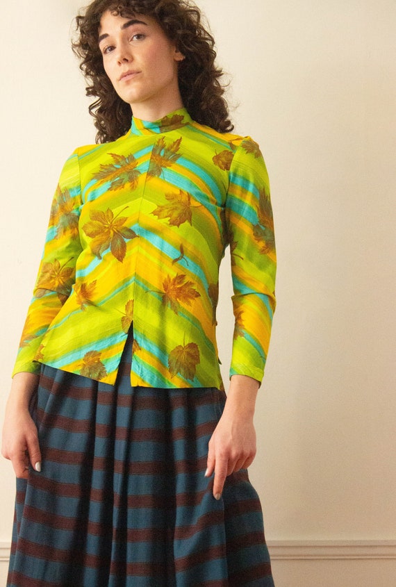 1960s Maple Leaf Striped Ombre Top