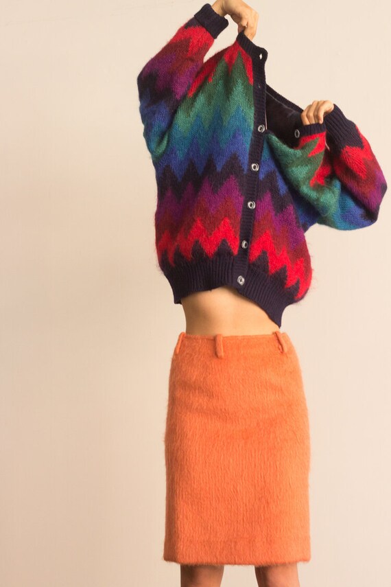 1960s Coral Mohair Pencil Skirt