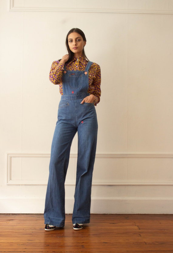 1970s Landlubber Denim Bell Bottom Overalls