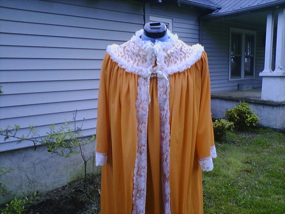 Sunny Orange Double Ruffle Gown and Robe Set