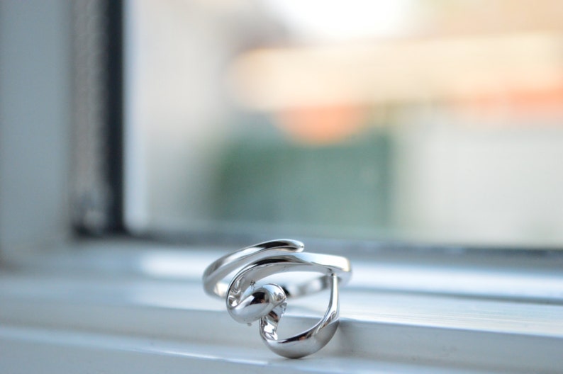Floating Heart Ring Silver Heart Ring Silver Infinity Ring Etsy