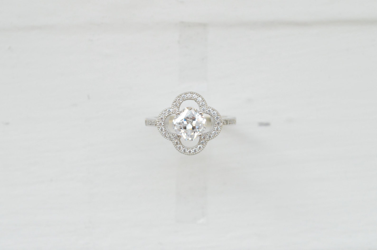 Unique Engagement Ring Sterling Silver Halo Engagement Ring Etsy