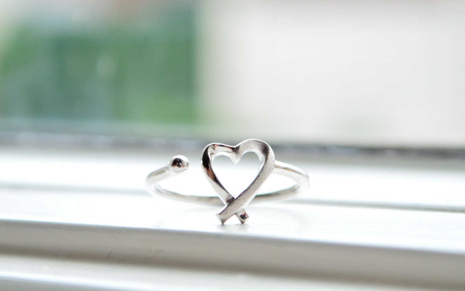 Open Heart Silver Ring Silver Heart Ring Minimalist Ring | Etsy