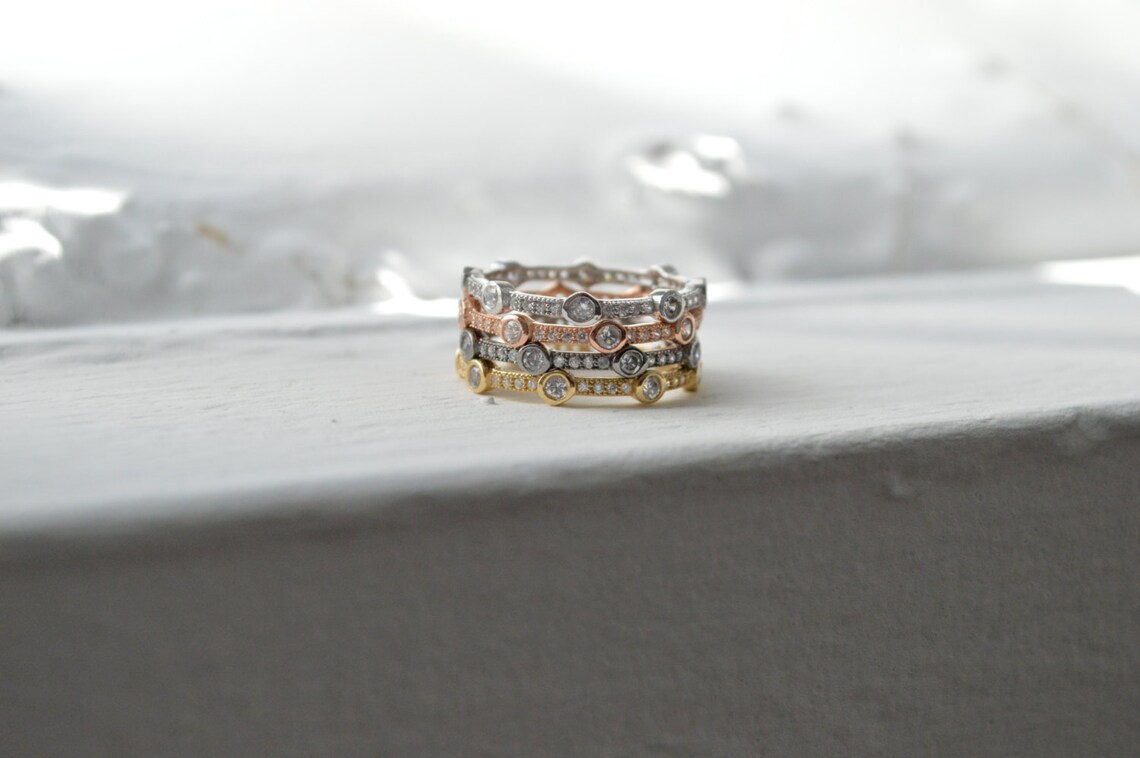 Set of 3 Stack Rings Stackable Rose Gold Ring Sterling Etsy