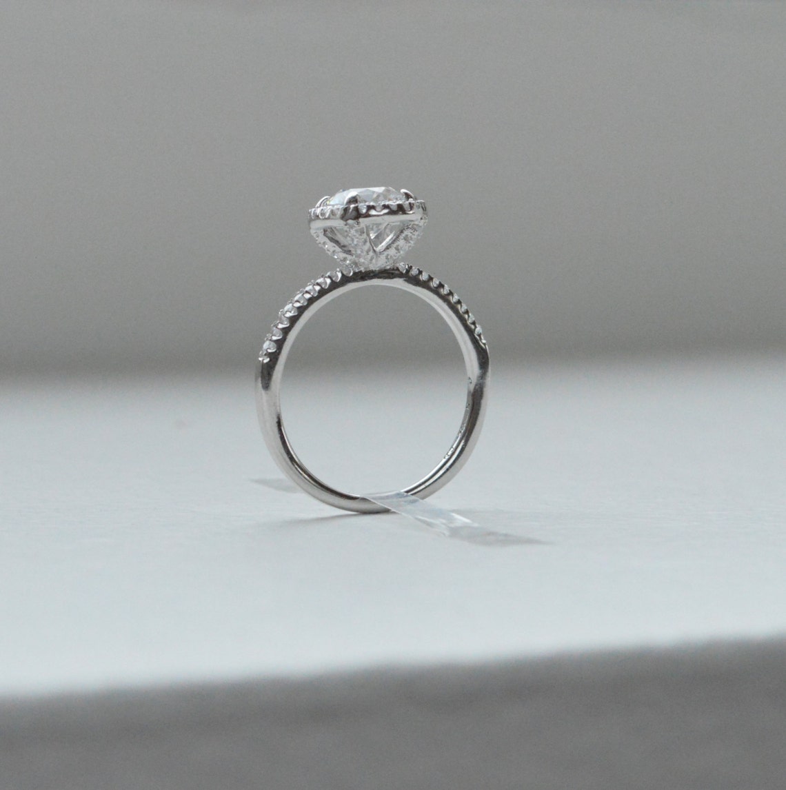 Thin Halo Engagement Ring Solitaire Engagement Ring Etsy