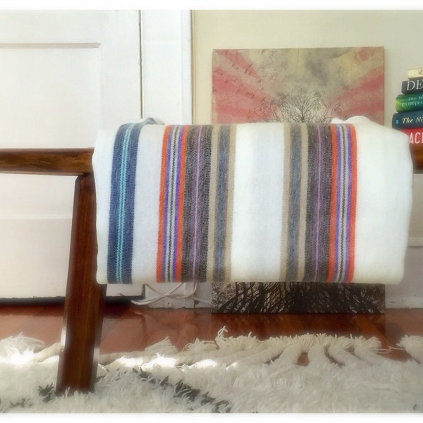 Neutral Multicolor Stripe Alpaca Throw Blanket