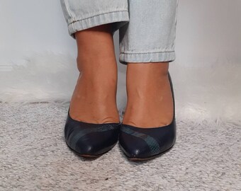 navy snakeskin heels