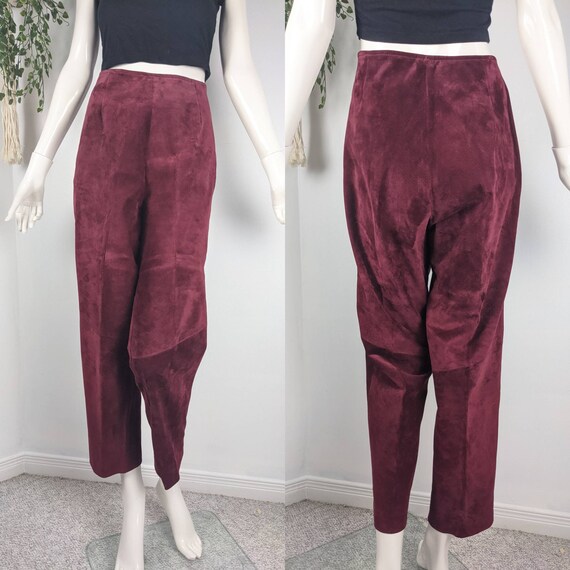 red suede trousers