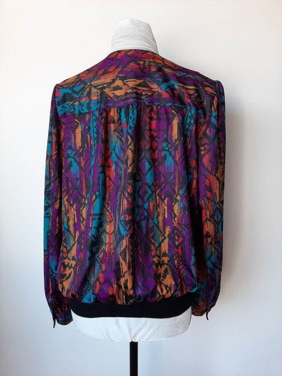 Vintage 80s colorful long sleeve blouse, vintage … - image 9