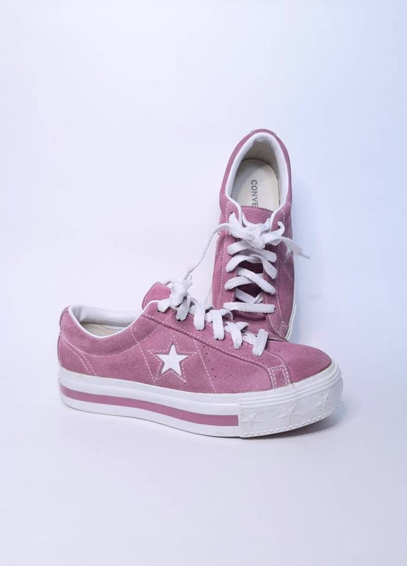 Platform converse - vintage sneakers - suede shoes