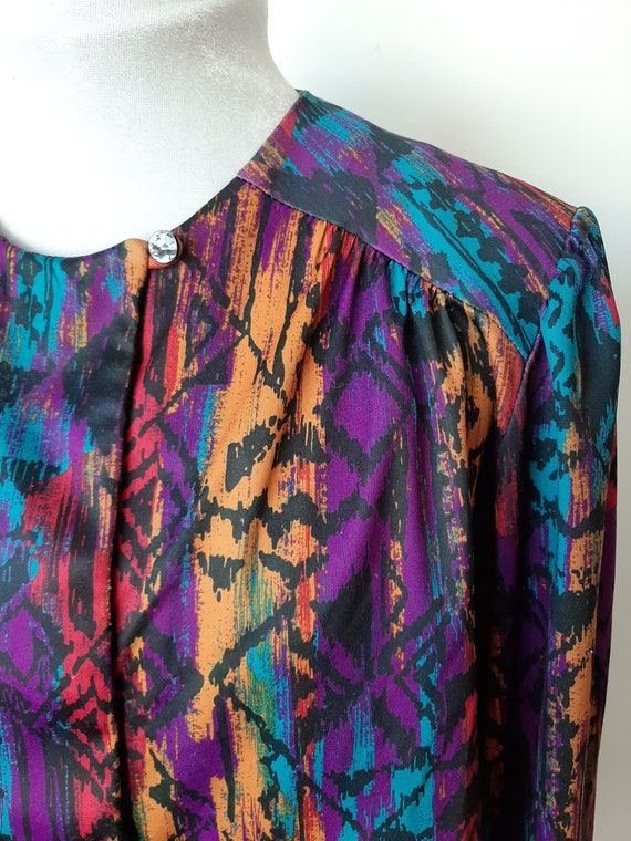 Vintage 80s colorful long sleeve blouse, vintage … - image 6