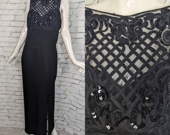Scott Mcclintok formal black dress with halter neck sequins detail wedding prom formal dress size 16