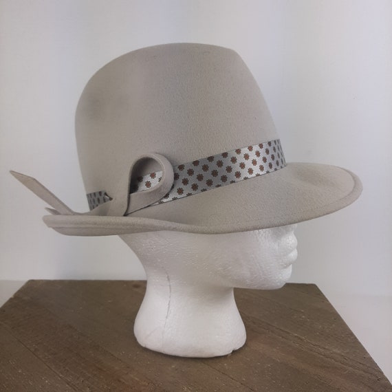 Vintage W. Bollman Co. USA Grey Wool Felt Hat Doeskin Gigi  display picture 2