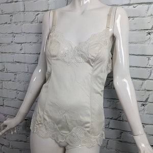 vintage lingerie camisole, lace tank top, Nylon lace camisole, lace lingerie, 1980s vintage, off white tank top sz 36