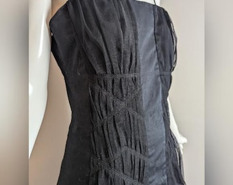 Vintage RW & Co Black Strapless Dress – 2000s Y2K A-Line Cocktail – Size 4