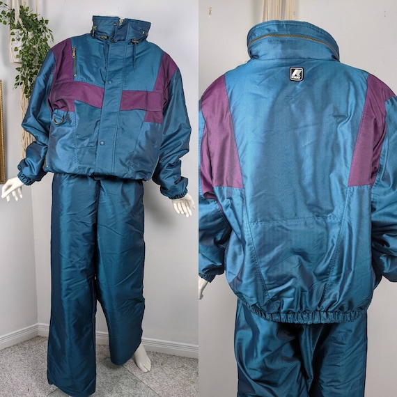 Vintage Kway Vintage Ski Suit 90s Snowsuit Green Blue - Etsy