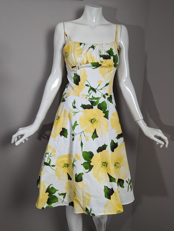 Vintage Corset dress with tulle petticoat, yellow… - image 3