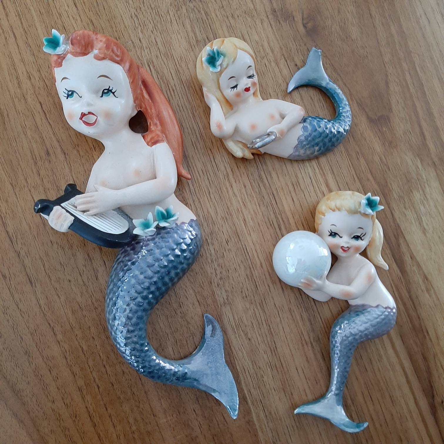 Vintage Lefton mermaids 1950's Lefton ceramic wall decor Etsy