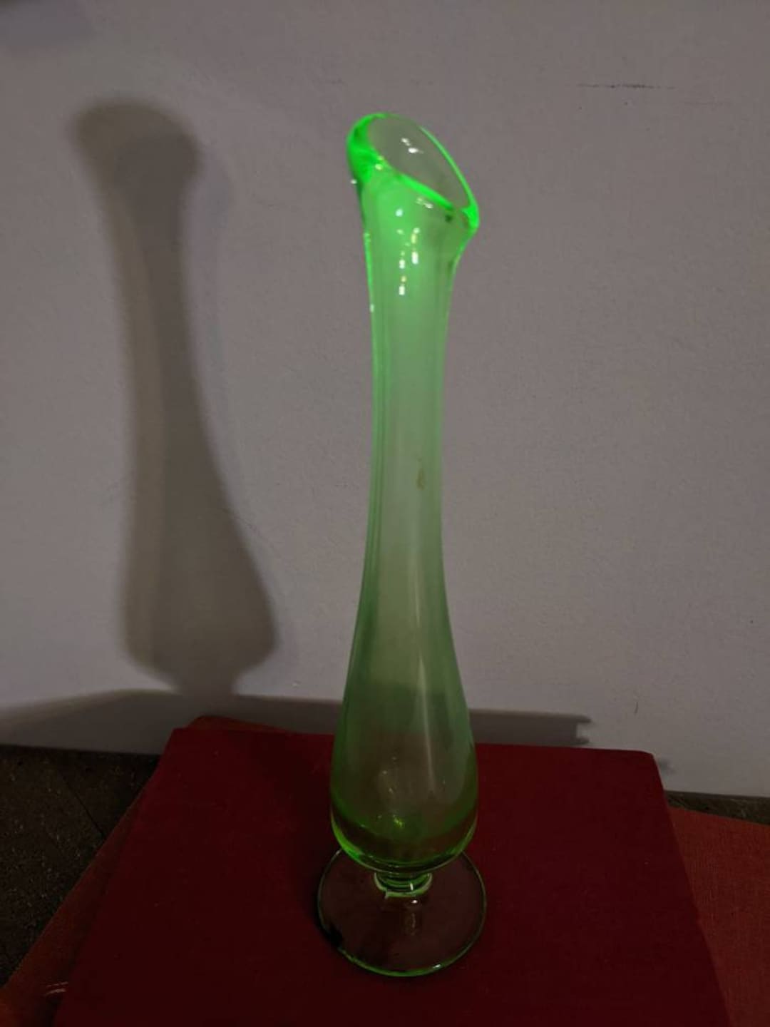 Uranium Glass Swung Vase, Green Glass Bud Vase, Vaseline Glass Vase Etsy